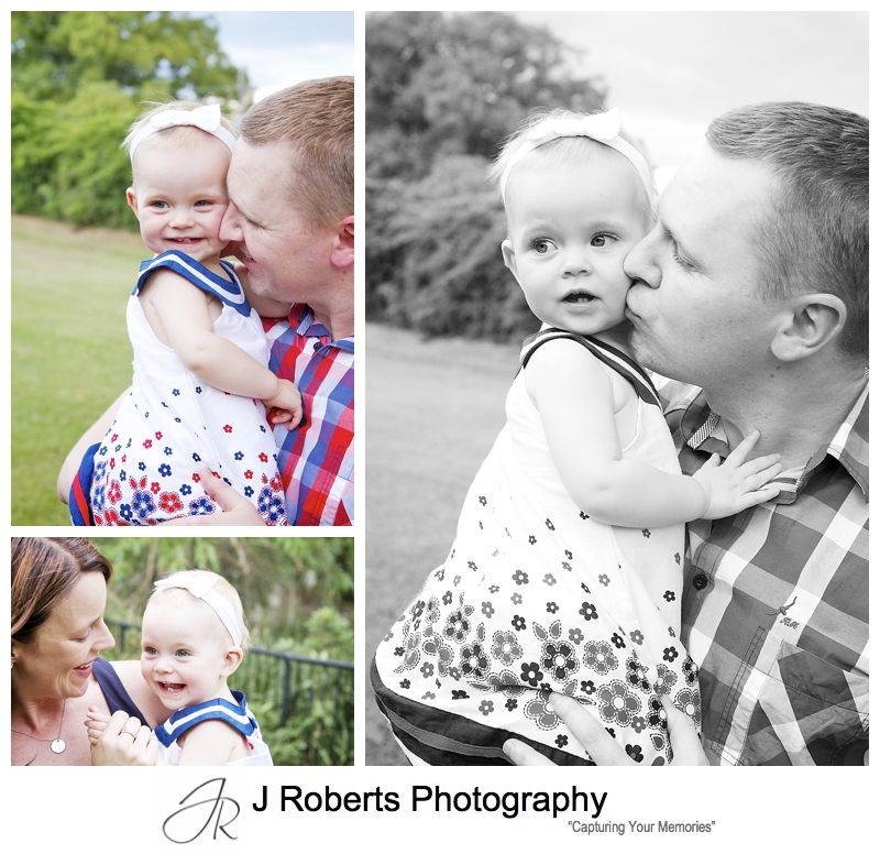 Baby girl with her parents - sydney family portrait photography